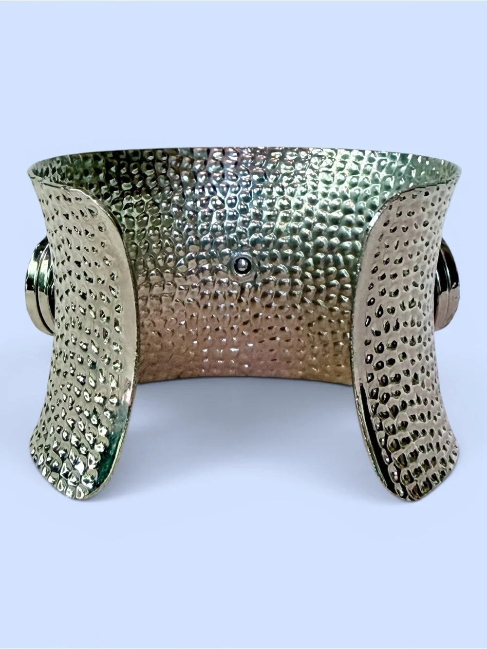 Hammered Silver-tone Cuff Bracelet Colored Round Cabochon‎ Stones Clear Crystals